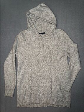 American Eagle Outfitters Heather Gray Cable-Knit Hoodie